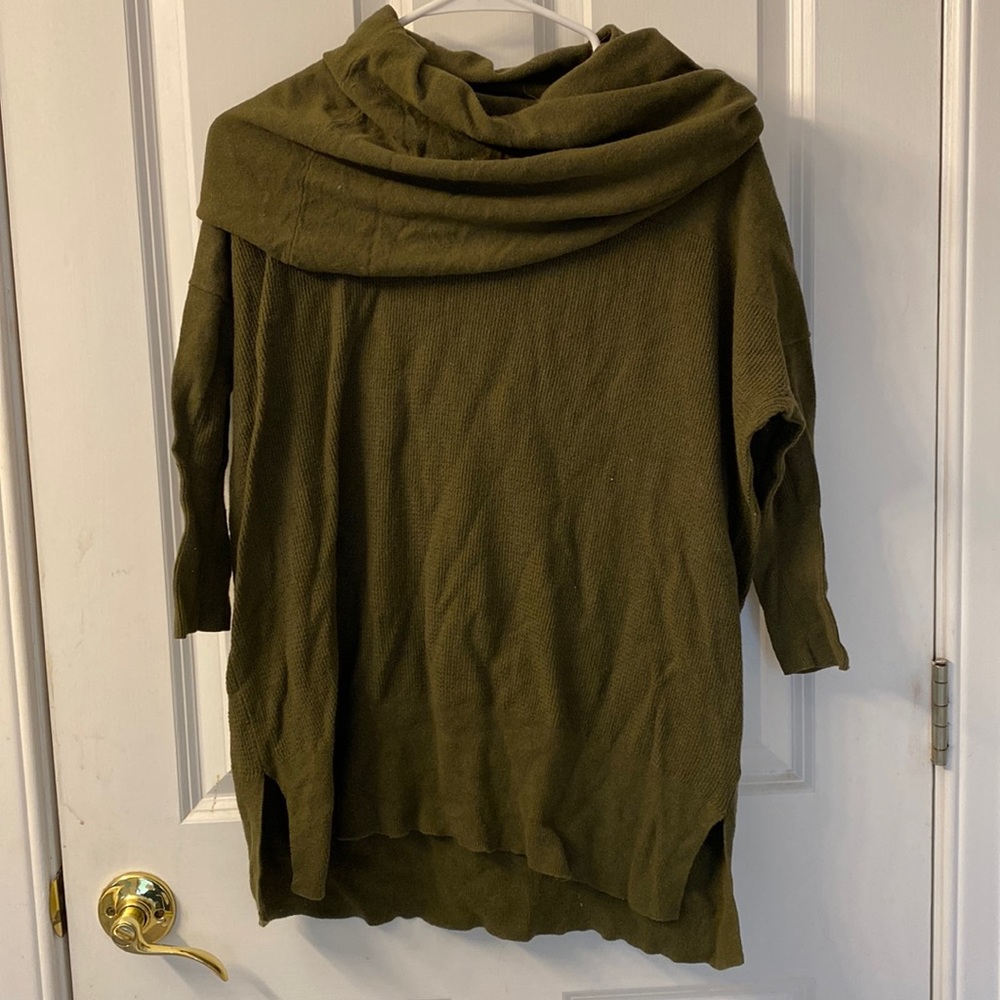 green womens oversize cowl neck sweater